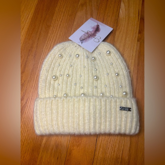Jessica Simpson Accessories - Jessica Simpson Pearl Embellished NWT Beanie